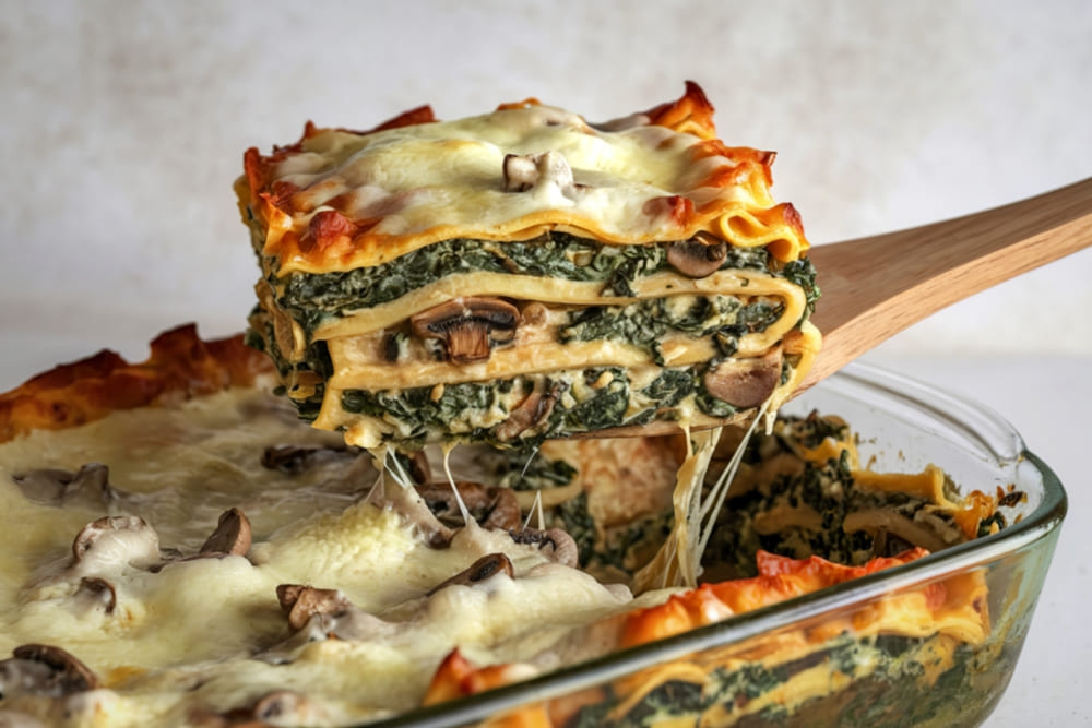 Felie de Lasagna vegetala cu spanac si ricotta